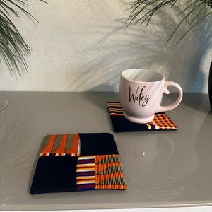 Coasters with African Print Fabric. Set of 2